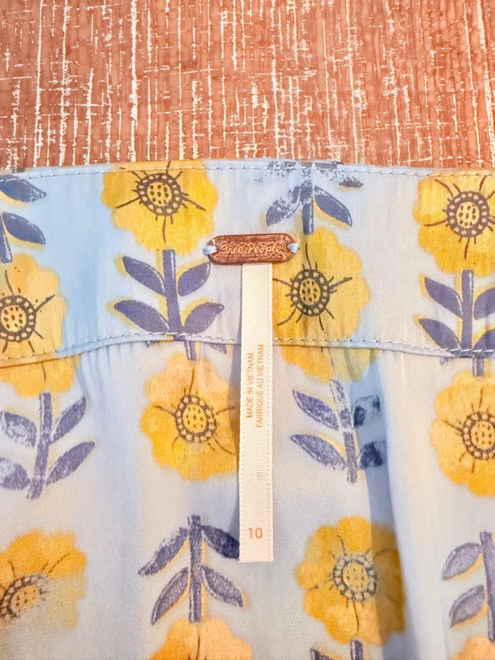 Free People Annalise Midi Skirt in Robbins Egg Combo sz 10 - Picture 7 of 9